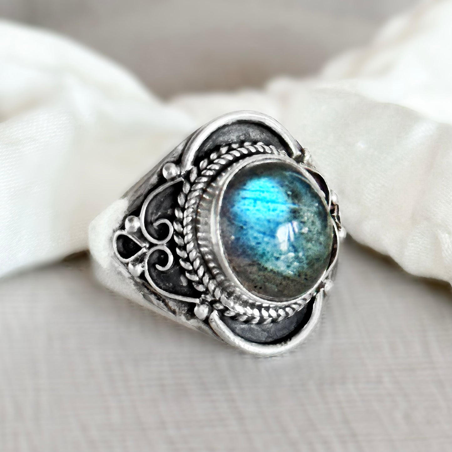 Anillo #8 vintage labradorita