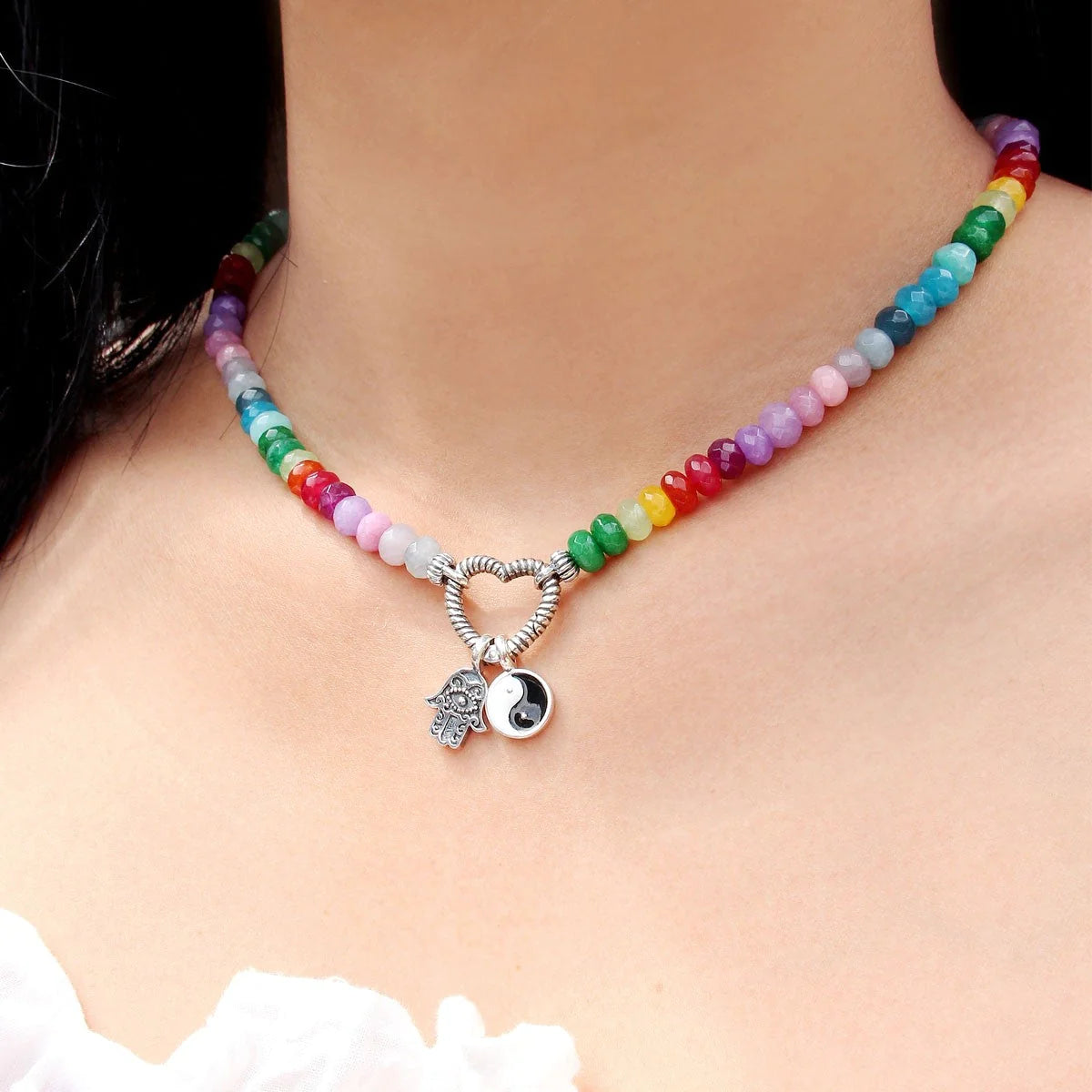 RAINBOW QUARTZ NECKLACE 38CM