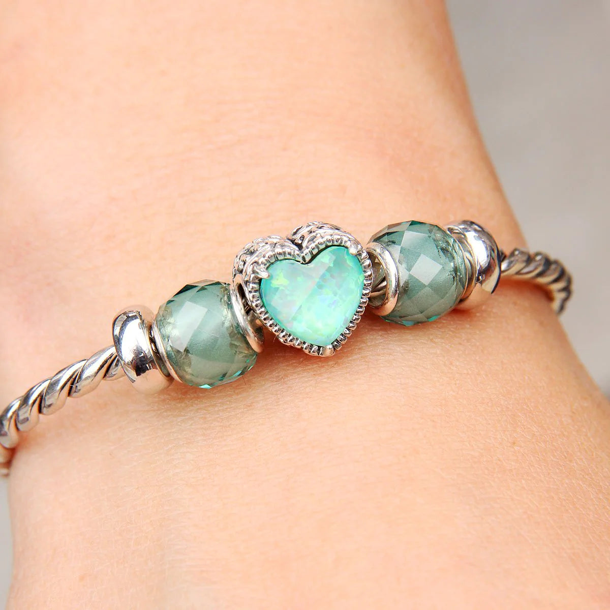 OPALITE GREEN HEART GEM BEAD