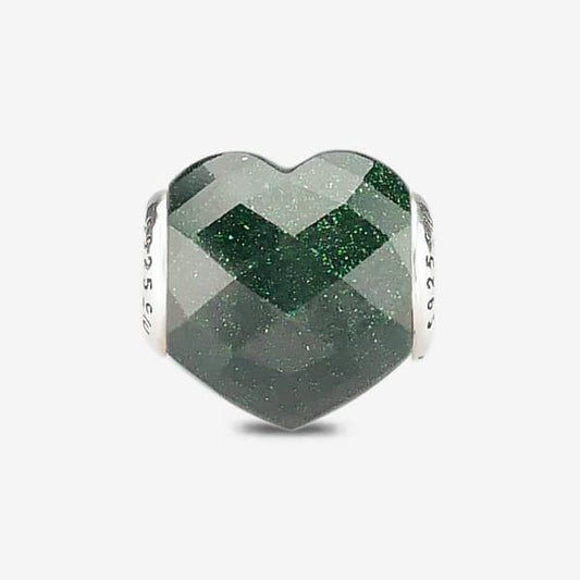 EMERALD GREEN GOLDSTONE HEART